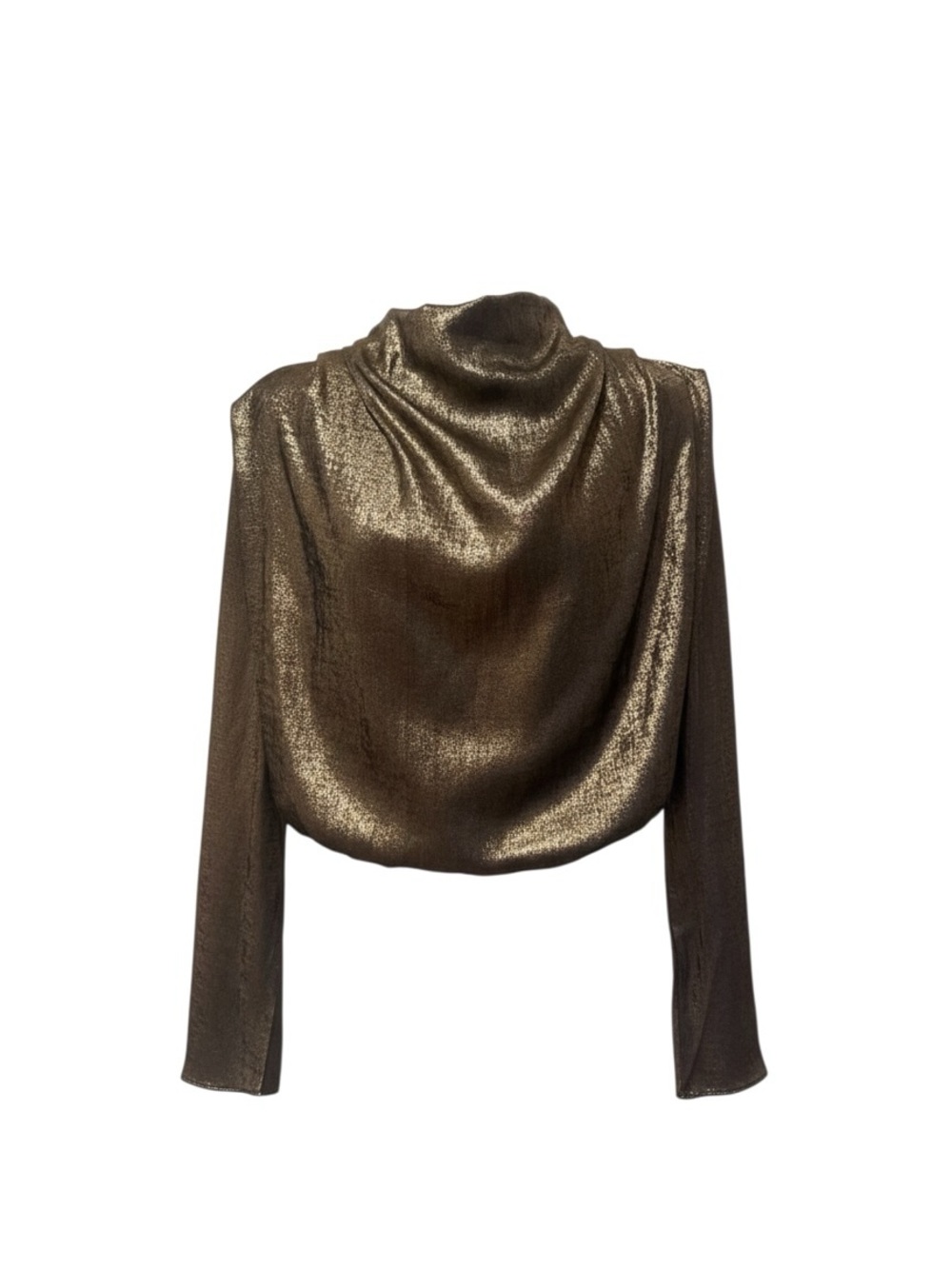 Glamorous Metallic Bronze Cowl-Neck Long Sleeve Sweater